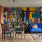 Vibrant Cityscape Artistic Wall Mural in living room