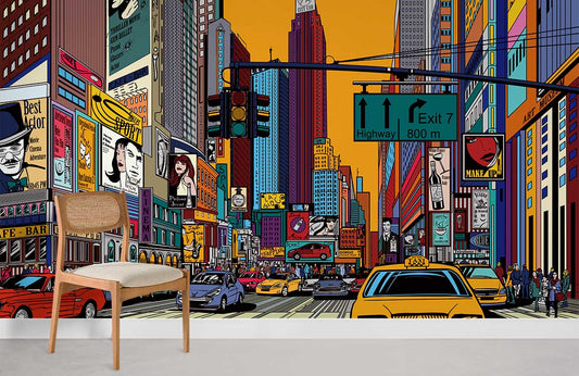 Vibrant Cityscape Artistic Wall Mural