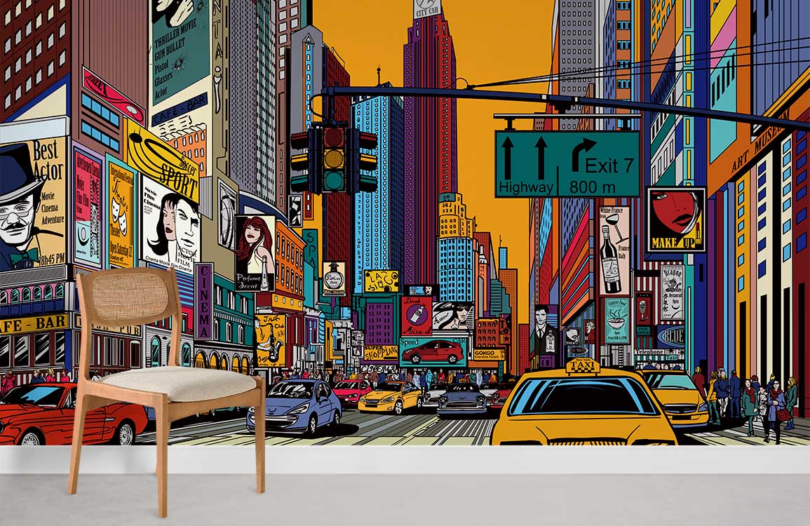 Fresque murale artistique de paysage urbain vibrant