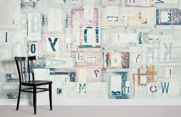 Abstract Alphabet Typographic Mural Wallpaper