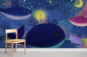 Enchanted Ocean Whale Children's Mural Wallpaper