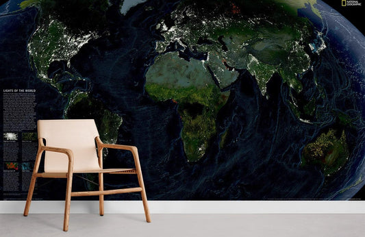 Modern Earth at Night Mural Wallpaper