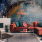 Paint and Wallpaper Mural in Ocean Blue for the Living Room Decoration