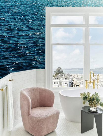 Ocean in the Sunshine Wallpaper Mural for Use in Decorating the Bathroom