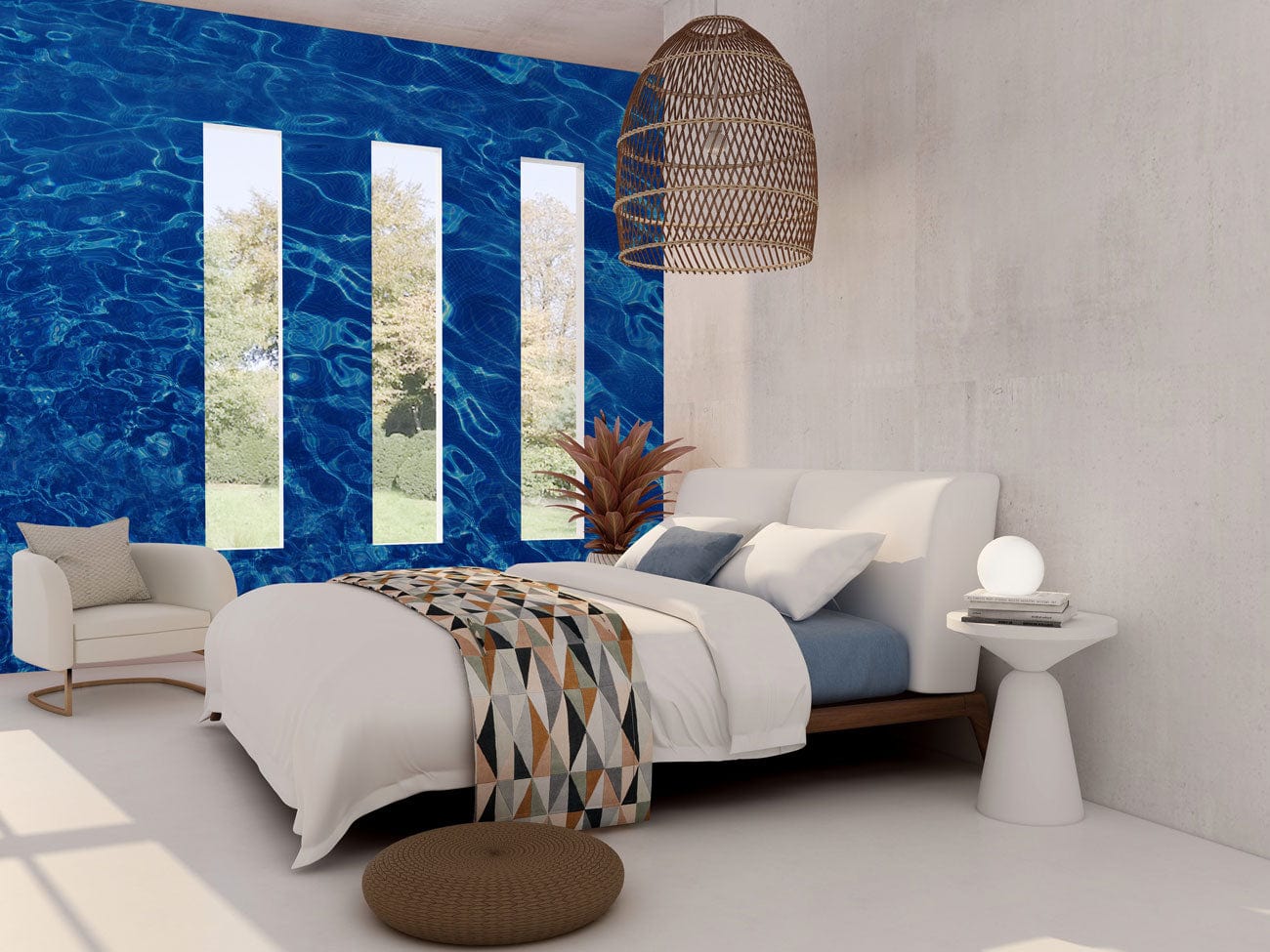 Wallpaper mural of ocean waves for use in decorating a bedroom