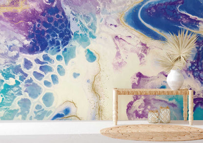 Hallway Decoration Featuring an Ocean World Marble Wallpaper Mural.