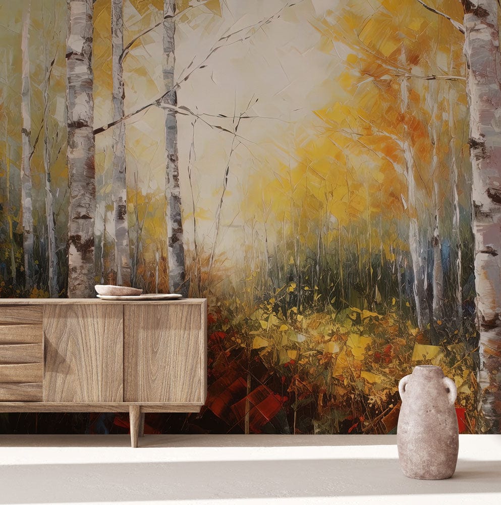 Autumn Birch Tree Forest Mural Wallpaper