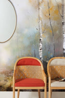 Misty Autumn Birch Forest Mural Wallpaper | Ever Wallpaper