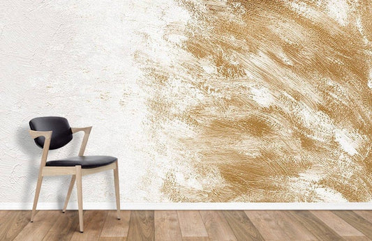 Luxurious Gold Brush Stroke Mural Wallpaper
