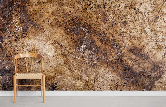 Rustic Distressed Gold Metallic Mural Wallpaper