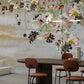Vintage Floral Gold Brushed Mural Wallpaper in dining room