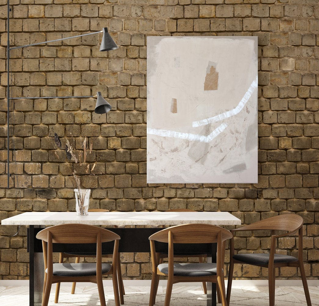 old brick wall mural dining room design idea