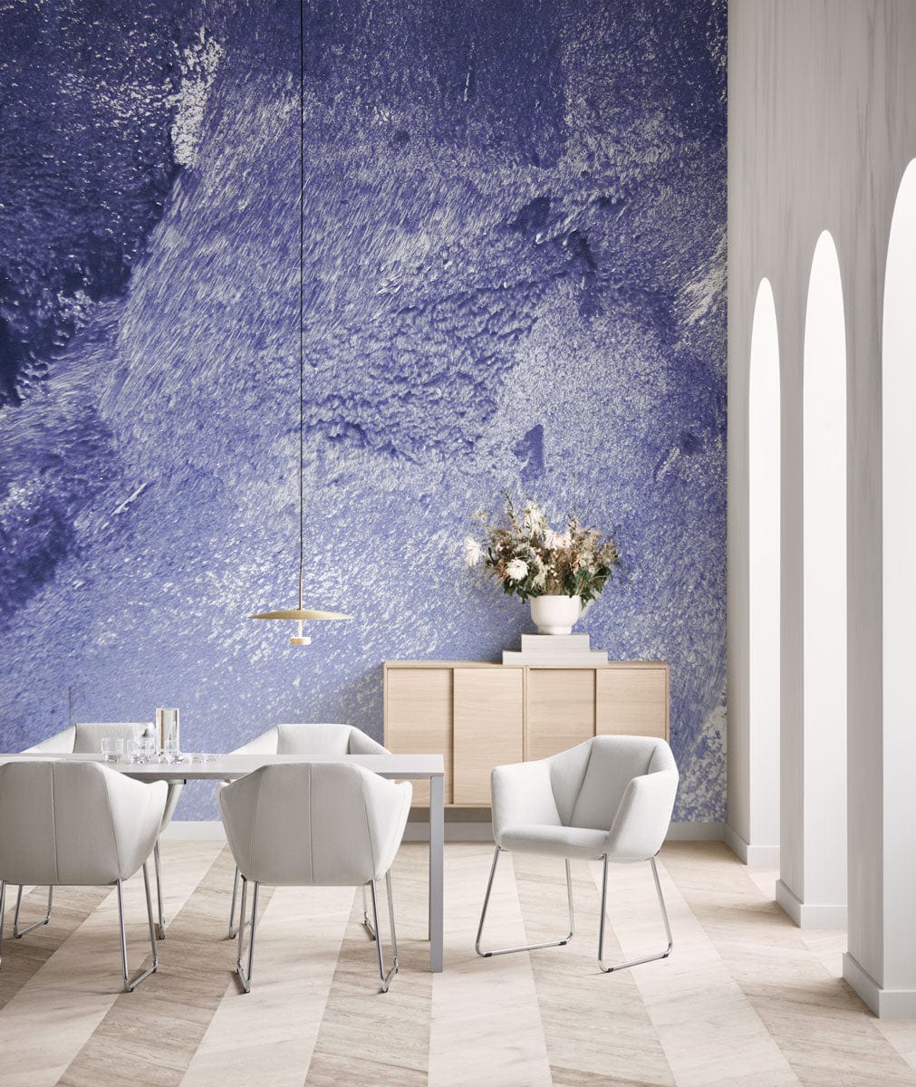 Mural with Old Purple Paint on the Wall as a Decoration for the Dining Room