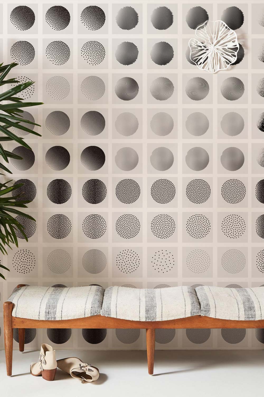 Modern Geometric Moon Phases Wallpaper for Wall in entryway