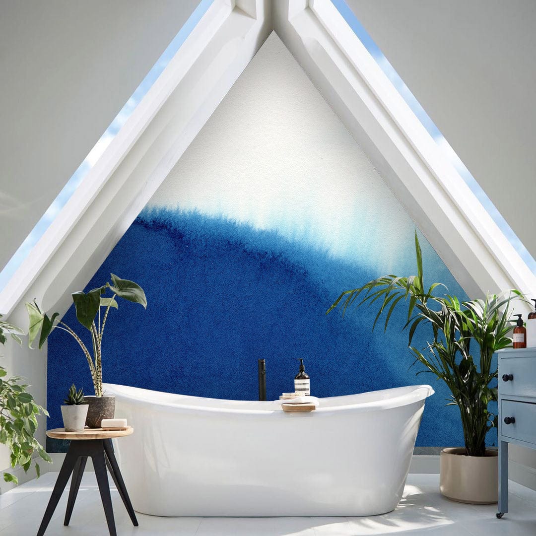 Ocean Blue Ink Wallpaper Mural For Bathroom
