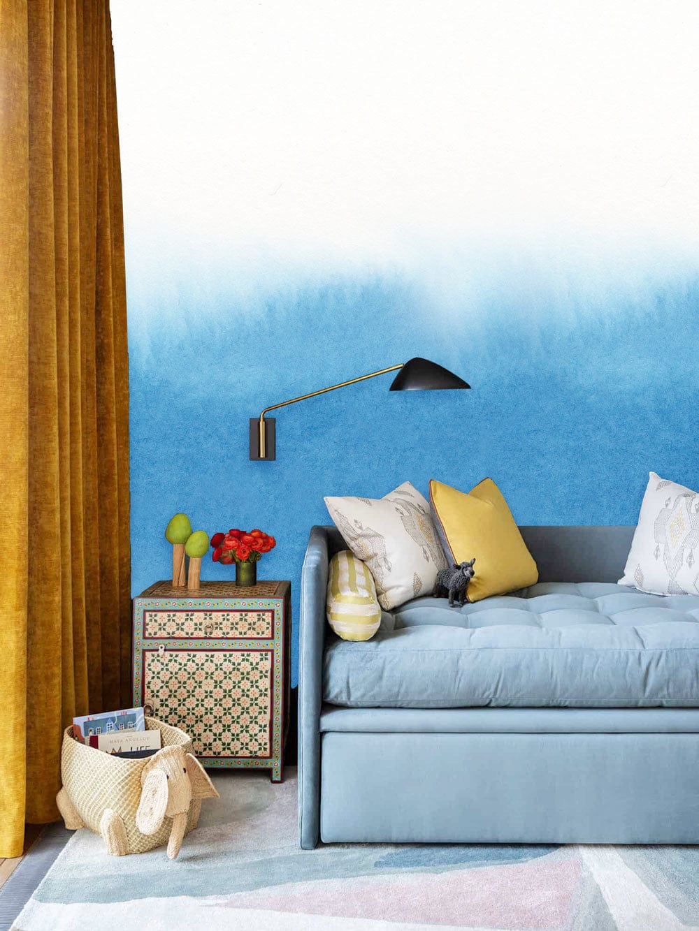 Fresh Blue Ink Wallpaper Mural For Living room