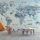 For Hallway Decoration, an Ombre Blue Map Wallpaper Mural.