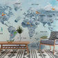 Wallcovering in the pattern of an ombre blue map, ideal for hallway decoration