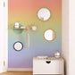 Wallpaper mural featuring an ombre cream rainbow design for the hallway's decor.