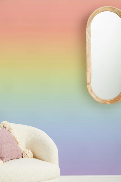 Ombre and Creamy Rainbow Wallpaper Mural for the Décor of the Hallway