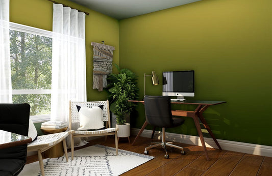 ombre green wall mural office decor