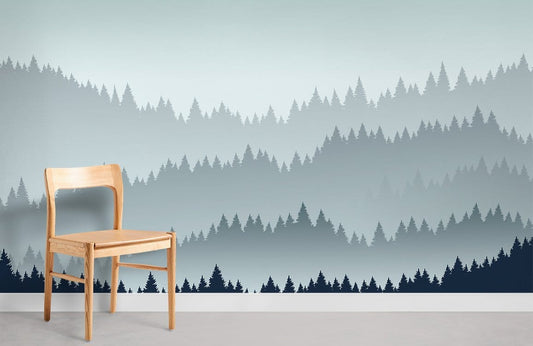 Misty Forest Silhouette Wallpaper Mural