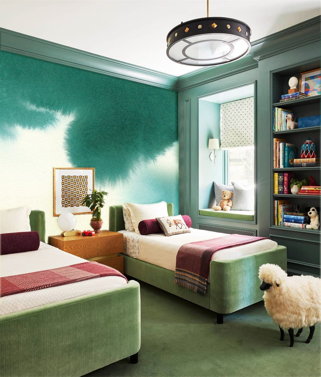 Fresh Ombre Green Wallpaper Mural Hotel