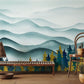 Use the Ombre Ink Mountain Waves wallpaper mural as a decorative element in the hallway.