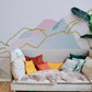 abstract lines mountain in ombre pink wall murals for living room