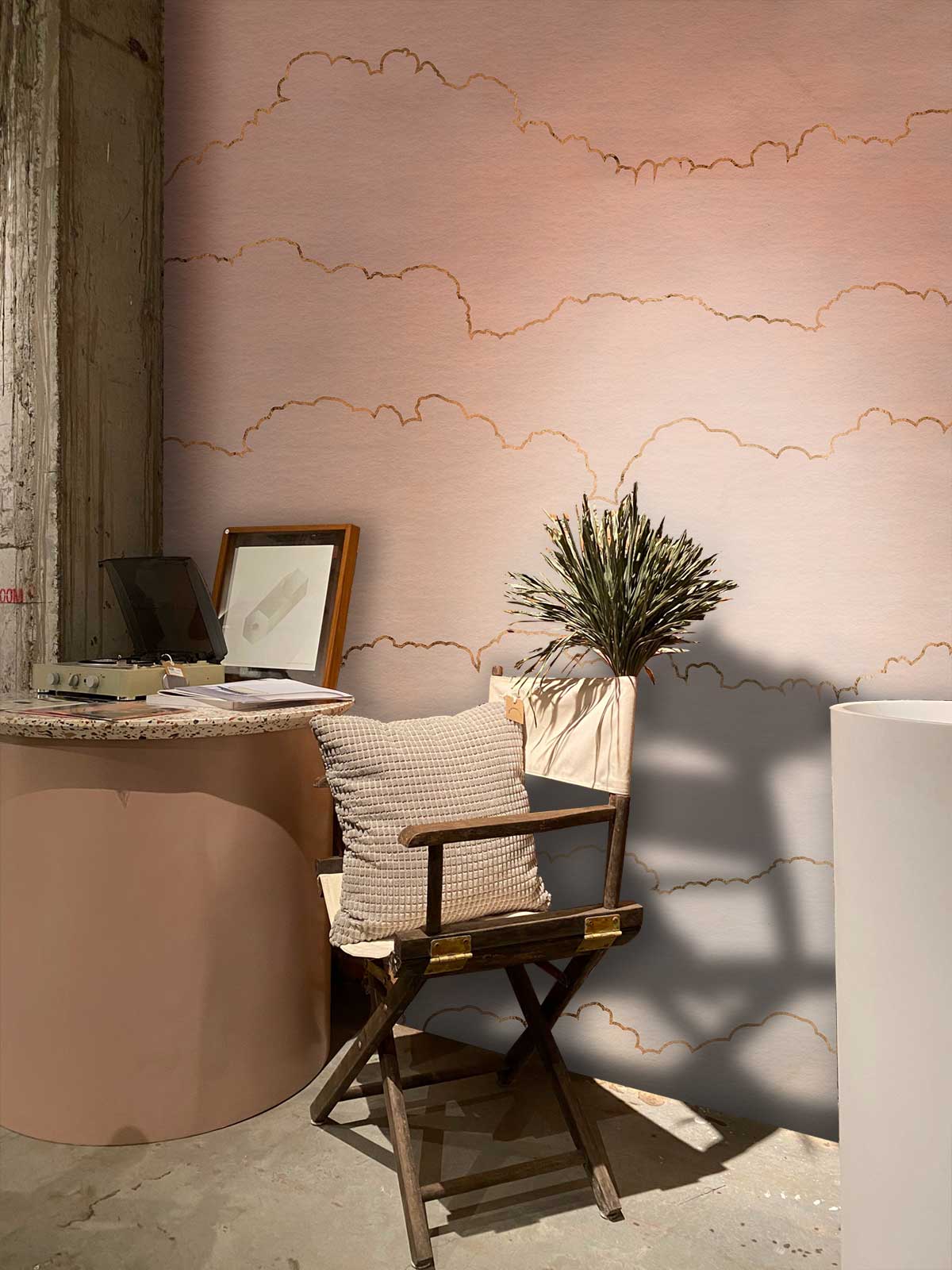 pastel pink clouds pattern wallpaper design