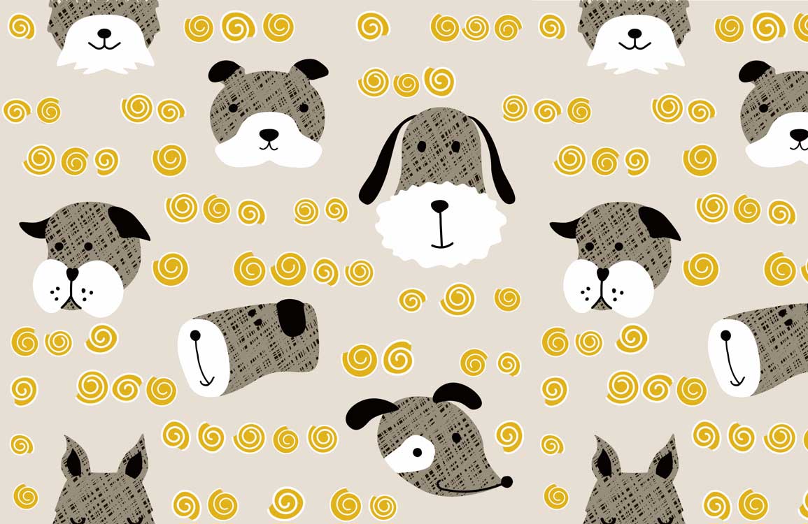 Dog-Pattern Wallpaper Mural Intended for Use in Home Decoration