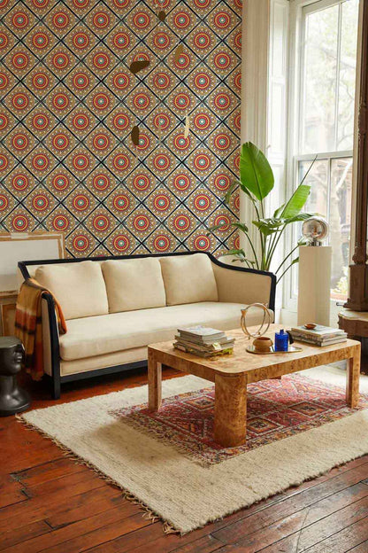 bespoke wallpaper mural for the living room with a repeating pattern
