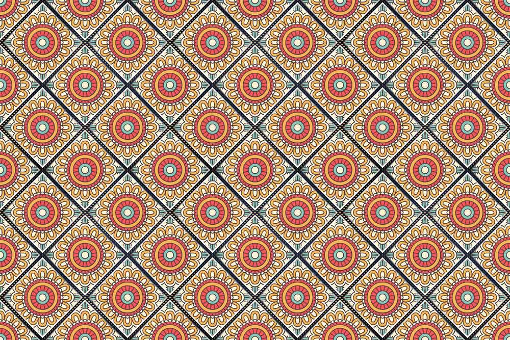 Bohemian Geometric Floral Mural Wallpaper