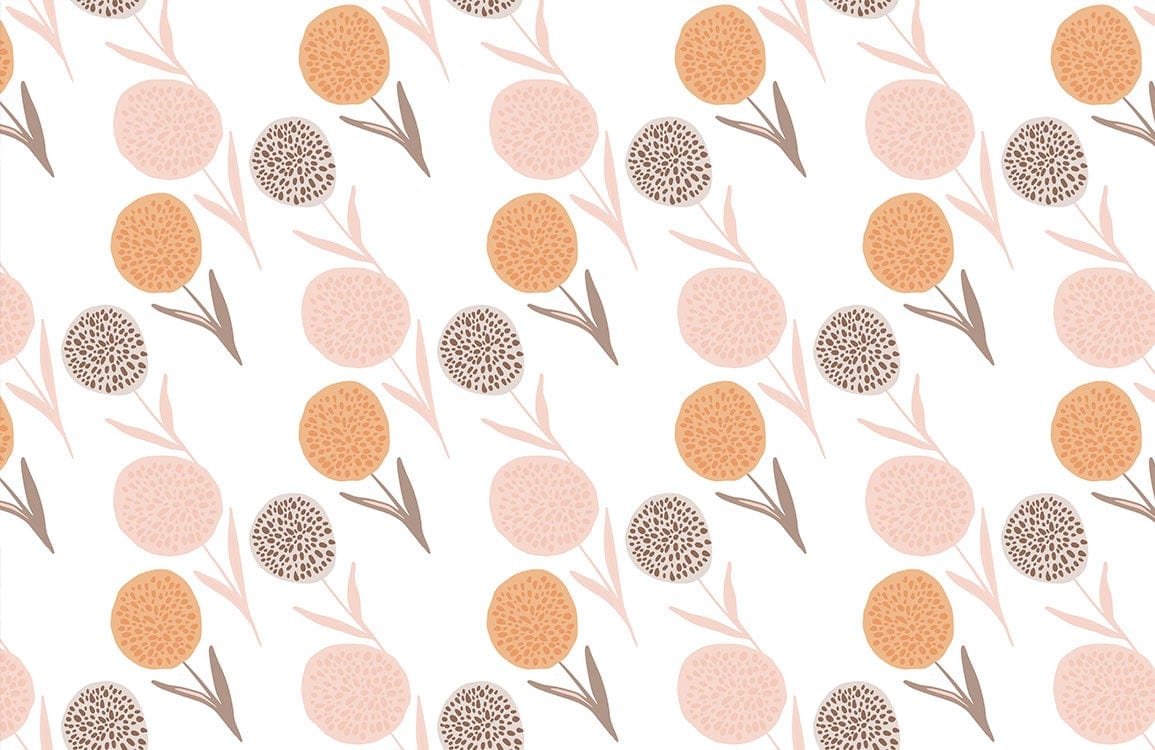 Modern Peach Botanical Abstract Mural Wallpaper