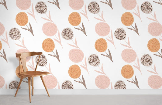 Orange Dandelion Pattern Wallpaper Room