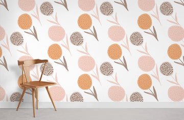 Modern Peach Botanical Abstract Mural Wallpaper