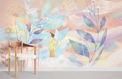 Whimsical Botanical Garden Wall Mural