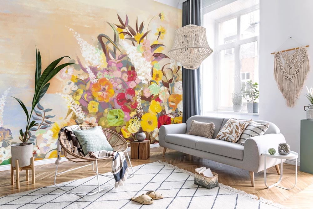 custom oil painting flower wallpaper mural for living room