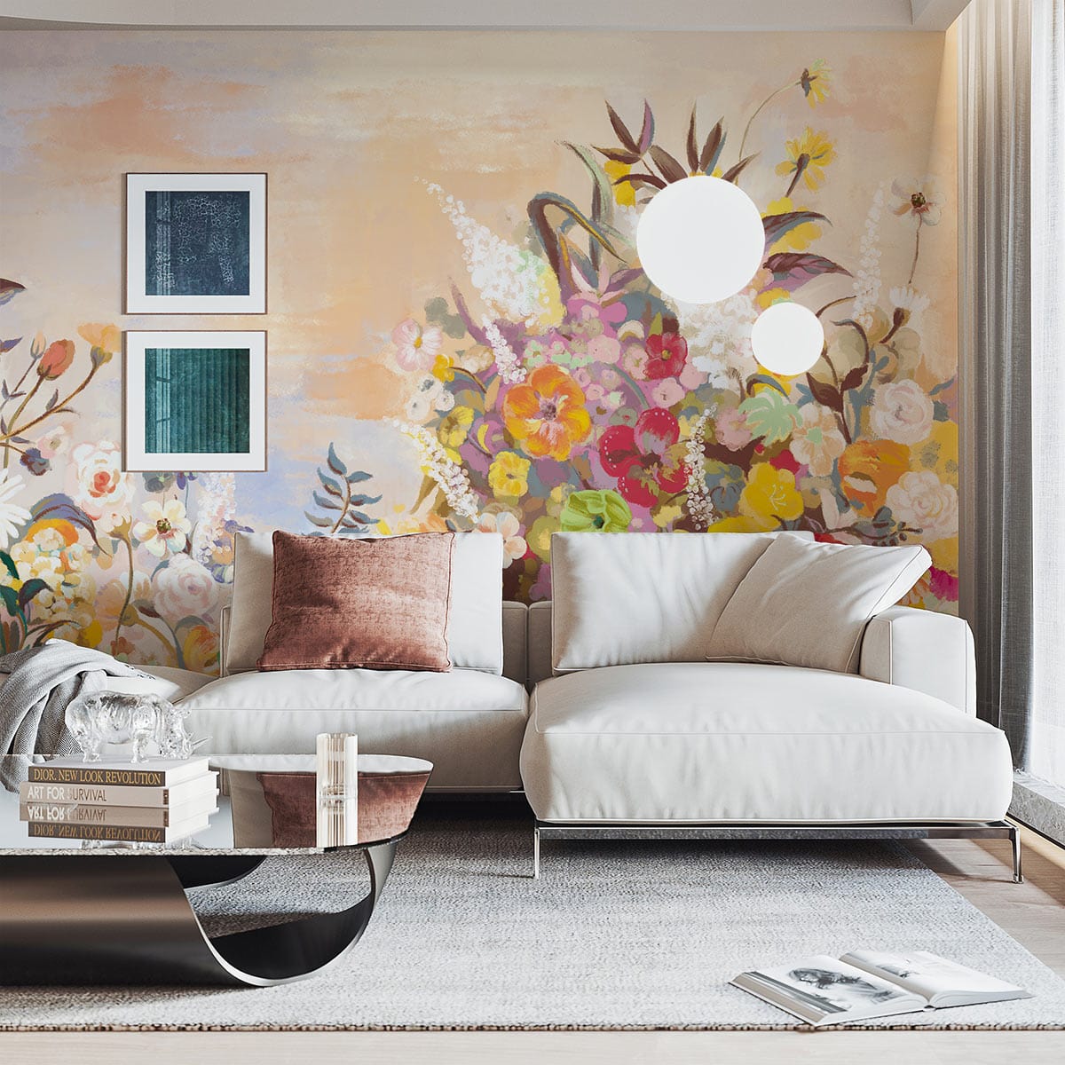 custom oil painting flower wallpaper mural for hallwaydecor