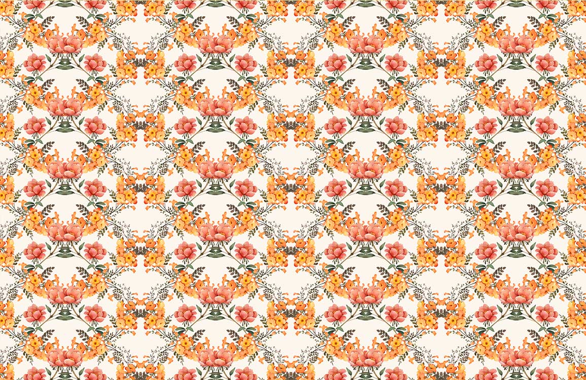 Orange Flower Wreath Wallpaper Home Interior
