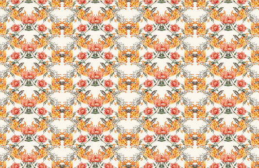 Orange Flower Wreath Wallpaper Home Interior