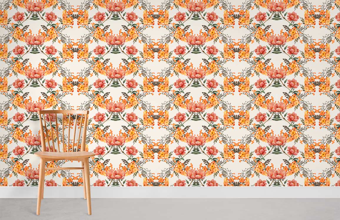 Orange Flower Wreath Custom Wallpaper Design