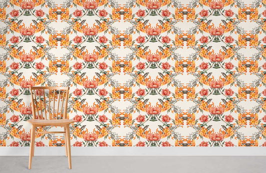 Orange Flower Wreath Custom Wallpaper Design