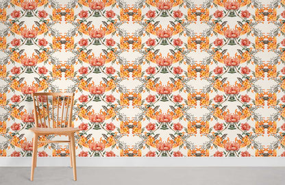 Orange Flower Wreath Custom Wallpaper Design