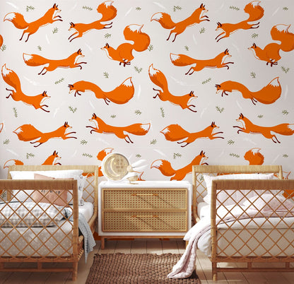 Orange Fox Animals Wallpaper for Kids Room