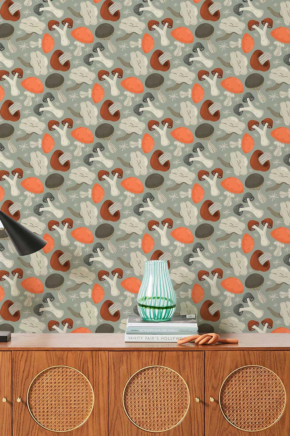 custom Drifting Mushrooms wallpaper mural for room decor