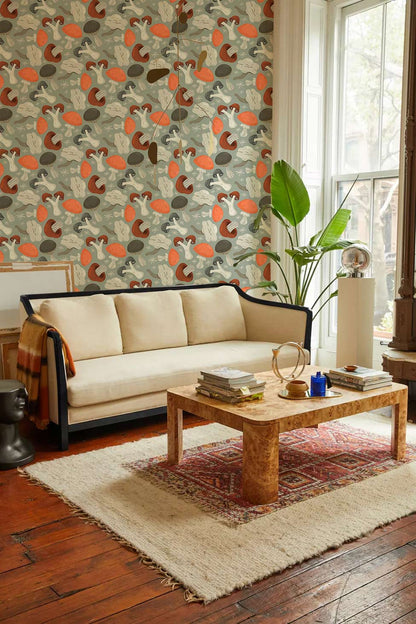 custom Drifting Mushrooms wallpaper mural for living room