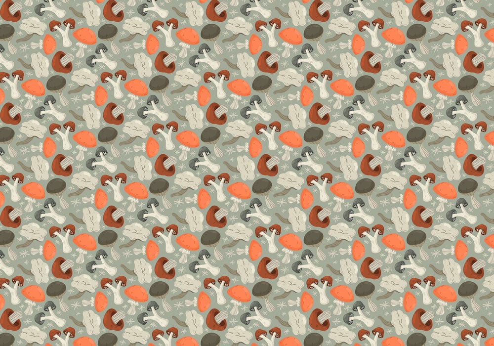 Playful Mushrooms Pattern Nursery Mural Wallpaper