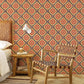 amazing bedroom wallpaper mural, a design of orange red repeat pattern