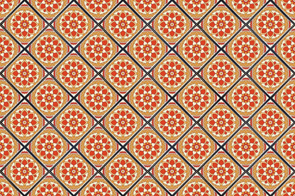 circle flowers in orange red vectors and illusions mural for home decorating
